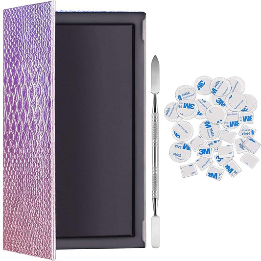 Sumind Magnetic Palette Mermaid Empty Makeup Palette with 1 Depotting Spatula and 30 Pcs Adhesive Metal Stickers for Eyeshadow Lipstick Blush Powder (Rectangle)