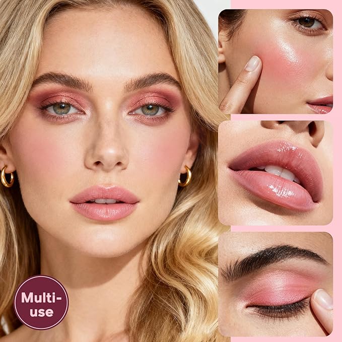 Color Nymph 3 Colors Ultra-Creamy Blush for Cheeks, Multi-Use Cream Blushes Balm Face Makeup, Hydrating, Creamy, Lightweight & Blendable Color, Face Makeup, Vegan & Cruelty-Free （#03）