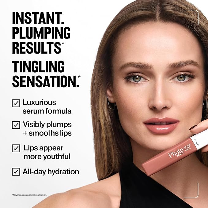REVLON PhotoReady Instant Plump Serum, Plumping Gloss, Hydrating, Non-Sticky & High Shine Finish, 010 Jumbo Juice, 0.25 fl oz