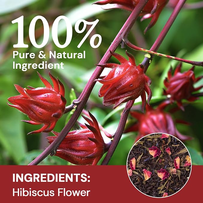 Hibiscus Tea Bags, Hibiscus Flower Herbal Tea - Rich in Vitamin C, Caffeine Free,Sugar Free, 20 Teabags