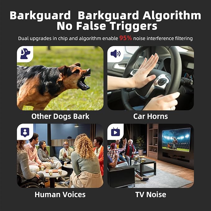 [2025 New Tech] Smart Bark Collar with Bark Tracking for Large Medium Small Dogs 8-130lbs, Rechargeable Anti Barking Training Collar with 9 Adjustable Sensitivity & 4 Shock Levels
