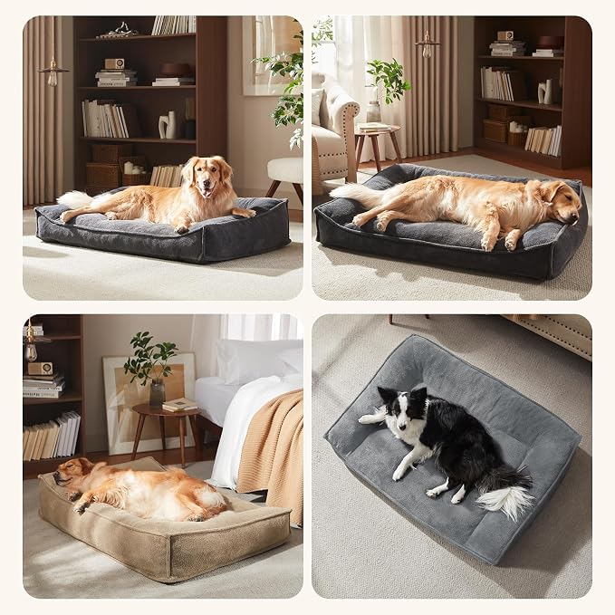 FURTIME Orthopedic Dog Bed Medium Size Dog, Extra Washable Dog Couch 35" | Supportive Thick Pet Sofa, Ergonomic Slant Dog Beds with Removable Cover, Ultra Soft Surface & Non-Slip Bottom, Light Grey