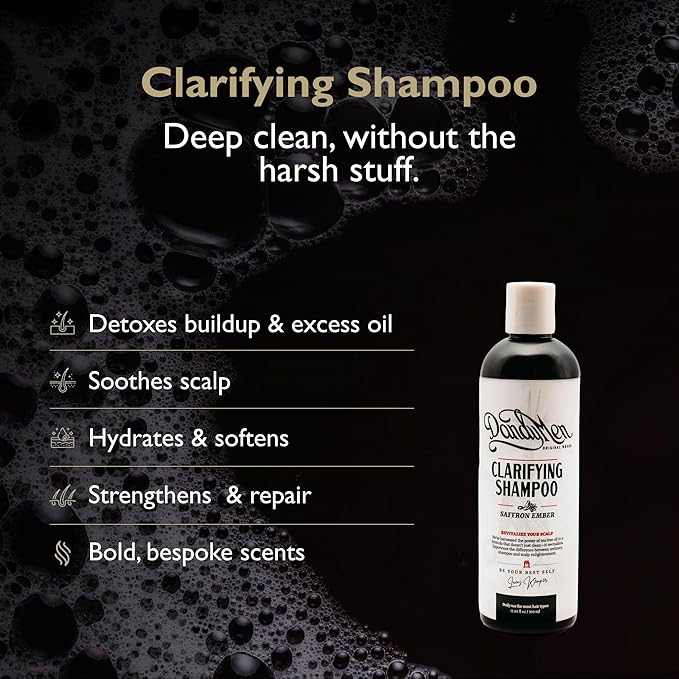 DandyMen Tea Tree Clarifying Shampoo | Deep Cleanse and Scalp Health with Aloe Vera & Tea Tree Oil | 11.83 oz (Saffron Ember)