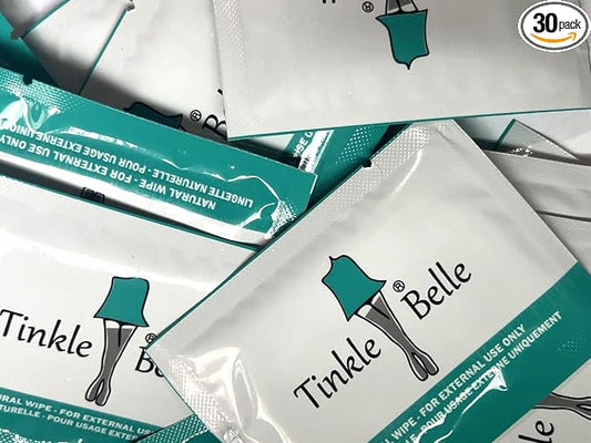 Tinkle Belle 30 Pieces Feminine Wipes | Individually Wrapped | Women Travel Size Wipes | Unscented Intimate Wipes | Mild Wet Wipes