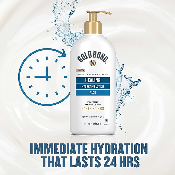 Gold Bond Healing Hydrating Lotion, 14 oz., Body Lotion with Aloe, Moisturizes, Immediate 24-Hour Hydration