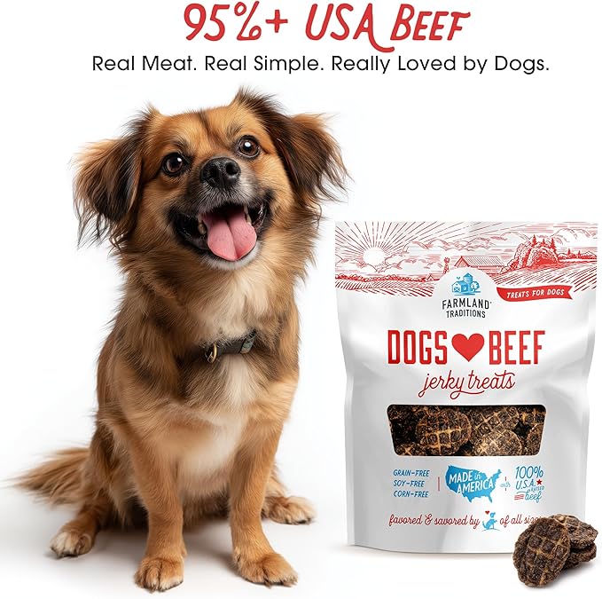 Farmland Traditions Dogs Love Beef Jerky Dog Treats with Only 3 Ingredients and No Fillers, 2.5 Pound (Pack of 2).