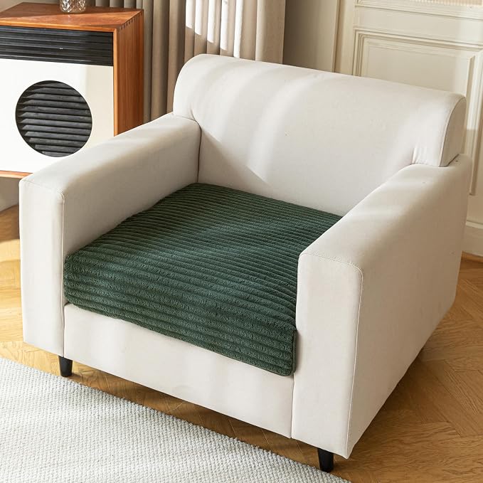 MYSKY HOME 100% Waterproof Couch Cover, Chair Cover for Dogs Washable, Non Slip Couch Headrest Covers Pet Friendly, Sofa Covers Slipcovers Furniture Protector Dog Bed Cover, Moss Green, 35"x35"
