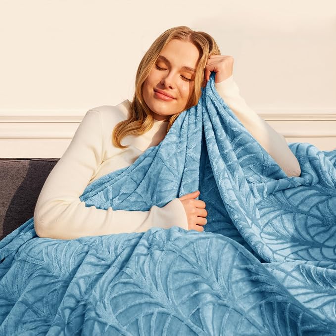 Whale Flotilla Soft Flannel Fleece Twin Size Blanket for Bed, Stone Blue | Cozy Lightweight Breathable Coverlet, Plush Fluffy Bedspread, Vintage Pattern Decorative Blanket for Dorm, All Season 60"x80"