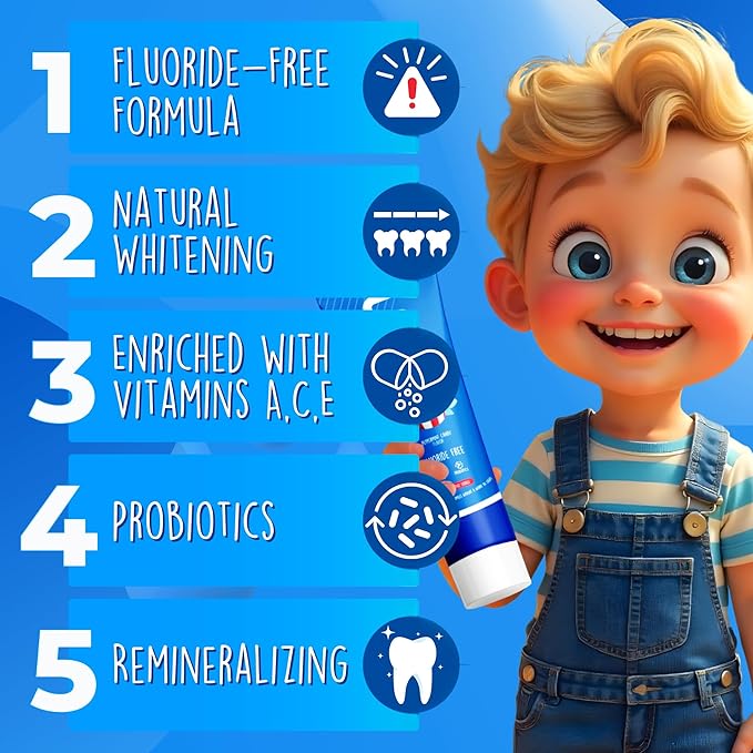LOL Kids Toothpaste | Fluoride Free 2-Flavors Pack | Nano Hydroxyapatite Toothpaste, Probiotics, Vitamins A, C, E | Safe if Swallowed, No SLS | 1 Strawberry, 1 Peppermint