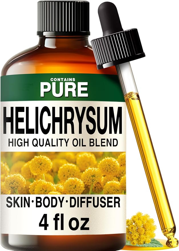 100% Pure Helichrysum Oil - 4 Fl Oz Helichrysum Essential Oil for Hair, Skin, Diffuser, Aromatherapy & DIY Soap Making Scent