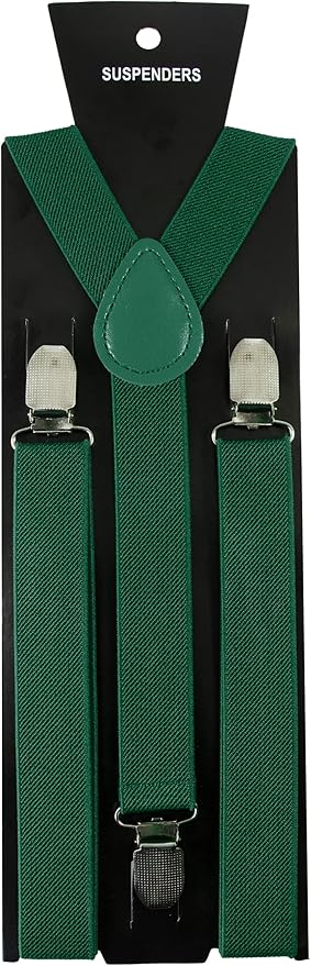 JEMYGINS Solid Color Mens Suspender with 3 Strong Clips Adjustable Braces