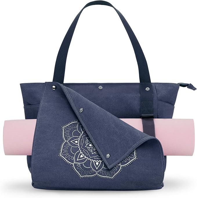 Gonex Yoga Mat Bag, Yoga Gym Bag Tote Bag with Multi Pockets For Women Men, Canvas Yoga Mat Carrier Take in Out Mat Easily For Pilates Travel Workout Office