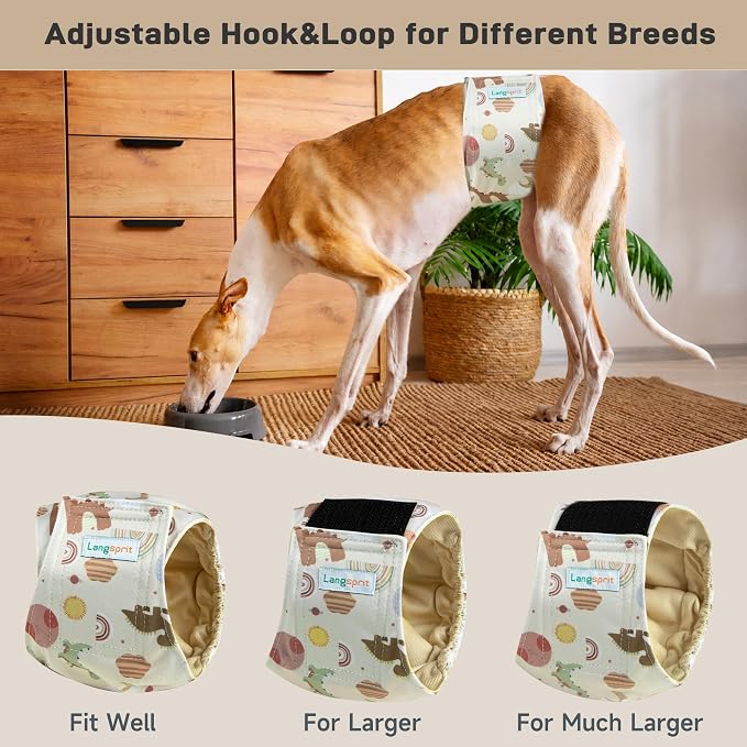 Langsprit Small Male Dog Diapers for Doggie Puppy,Reusable Belly Bands for Male Dogs Wraps,Washable Doggy Dog Diapers Medium Large in Incontinence 5 Pack (Cute Animals, X-Large)