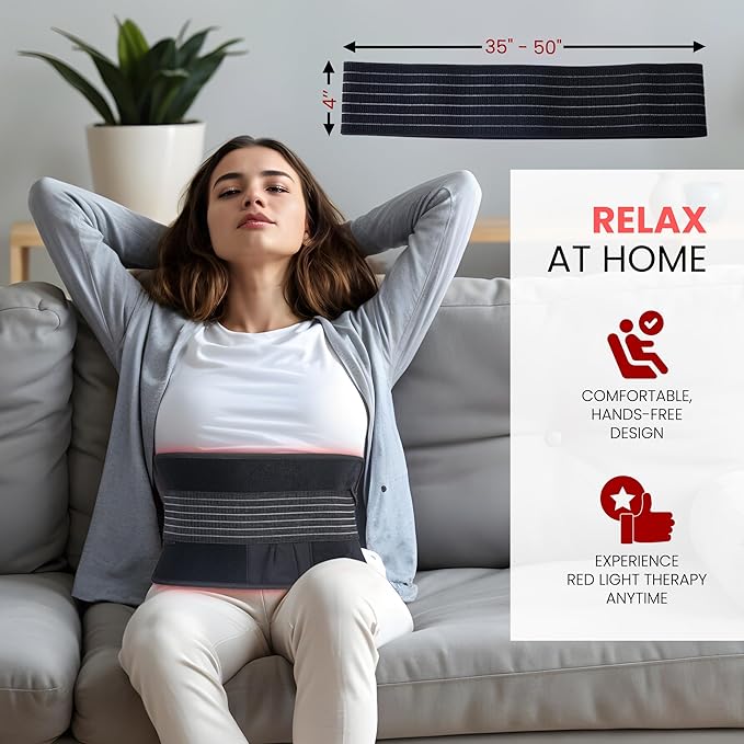 JWAY Red Light Therapy Belt | 660nm Red Light Therapy & 850nm Near Infrared Light Therapy for Body | Relax & Massage Muscles | Pain Relief and Inflammation | Improve Circulation