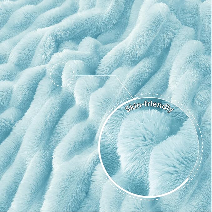 Exclusivo Mezcla Striped Fleece Throw Blanket for Couch, Sofa, Bed, 50"x60" | Soft Breathable Cozy Bed Blankets, Lightweight Plush Fluffy Fuzzy Jacquard Decorative Blankets