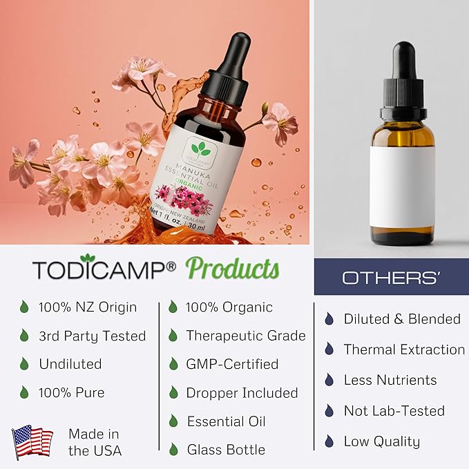100% Pure Manuka Oil from New Zealand | Therapeutic-Grade Essential Oil for Wound Care, Skin Soothing, Nail & Scalp Health | Undiluted, Cold-Pressed Manuka for Face, Hair & Body