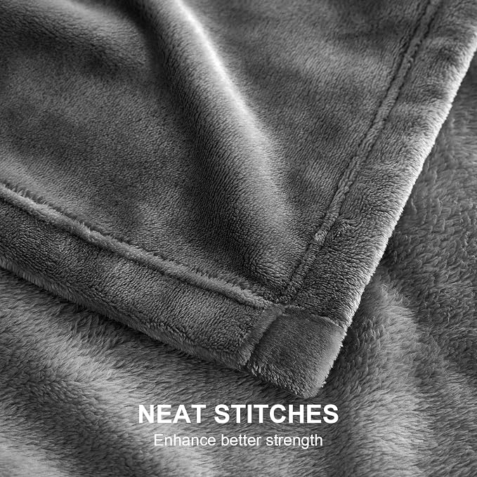Hansleep Twin Grey Fleece Blanket, Soft Flannel Bed Blanket | Fuzzy Cozy Blanket 60 x 80 Inches, Multi-use for Bed, Sofa, Couch, Travel, Camping, All Season Warm Lightweight Cover
