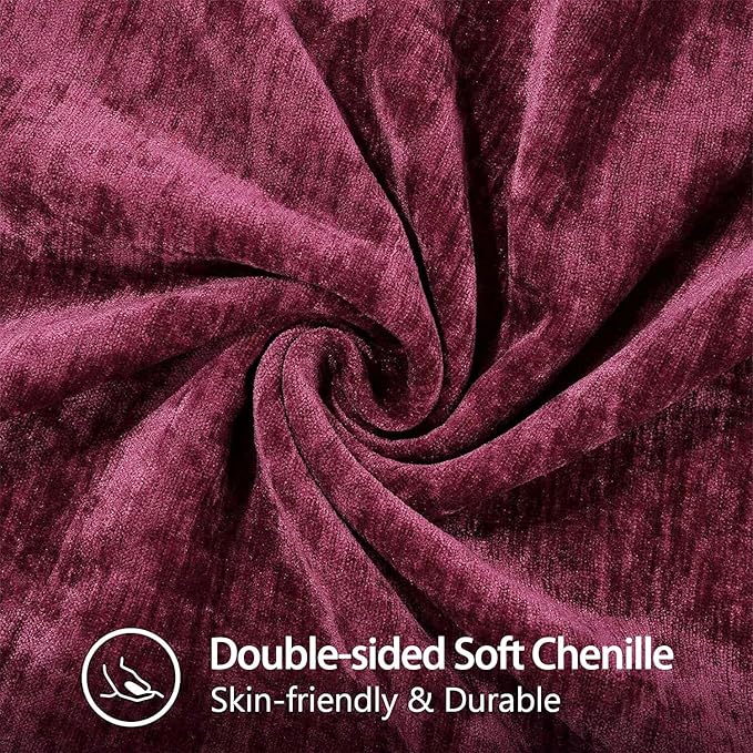 decorUhome Soft Chenille Throw Pillow Covers 24x24 Set of 2 Rhododendron | Fall Textured Decorative Throw Pillow Cases Stitched Edge Modern Farmhouse Luxury Boho Velvet for Couch Sofa Bed Home Decor