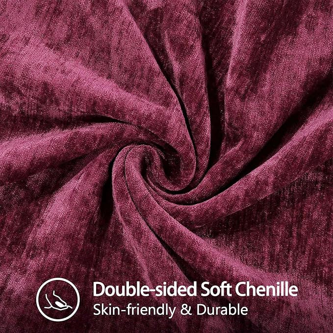 decorUhome Soft Chenille Throw Pillow Covers 20x20 Set of 2 Rhododendron | Fall Textured Decorative Throw Pillow Cases Stitched Edge Modern Farmhouse Luxury Boho Velvet for Couch Sofa Bed Home Decor