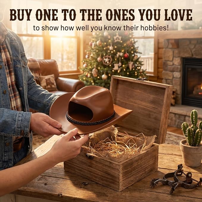 Hanging Wall Vase for Flowers Resin Cowboy Hat Vase Western Decor Brown