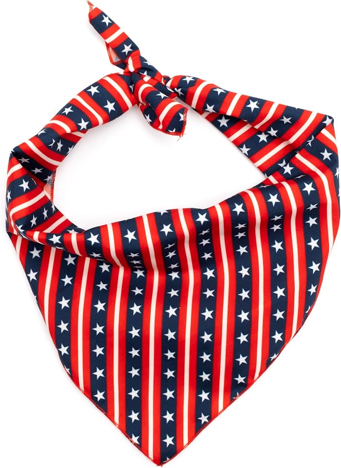 THE WORTHY DOG Icons Classic Tie-On Bandana for Dogs & Cats, Stars &Stripes