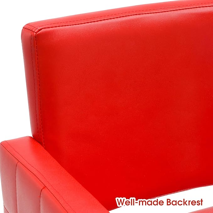 BarberPub Salon Chair for Hair Stylist, Hydraulic Stylist Chair, Adjustable Height, PVC Leather, 360 Degrees Swivel, Barbershop, Home Salon, Adult 8821 (Red)