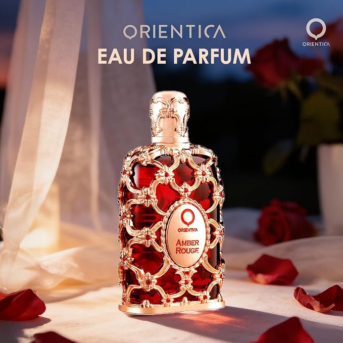 Orientica Luxury Collection Amber Rouge Eau De Parfum 0.25 Oz/7.5ml Mini Splash - Woody, Amber, Saffron, Praline, Jasmine, Orange, Oak Moss, Seaweed - Arabic Perfume for Men & Women