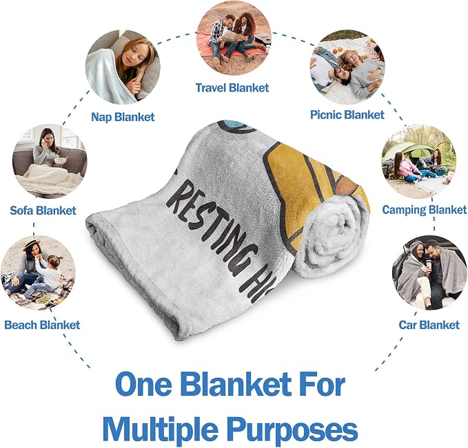 Funny Birthday Gift for Dad Husband, Dad is Not Sleeping Blanket | Dad Gifts from Daughter Son, Super Soft Throws Blanket for Couch and Napping, 60" x 80" (Gray)