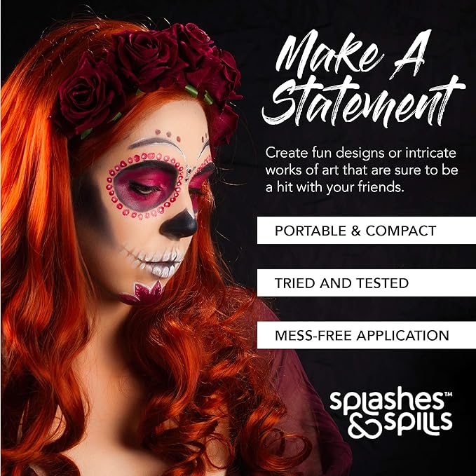 Water Activated SFX Face and Body Paint - Red Face Paint, Special Effects Makeup 18g Cake Tub - Pretend Costume and Dress Up Makeup - Great For Halloween Party and Cosplay by Splashes & Spills