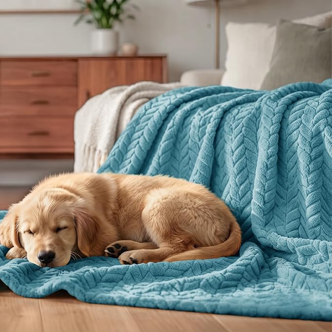 Exclusivo Mezcla Fleece Throw Blanket for Couch Sofa, 50”x70”, Slate Blue | Oversized Soft Cozy Fluffy Blankets for Summer, Decorative Plush Flannel Throws for Living room, Bedroom with Leaves Pattern