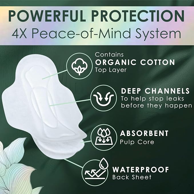 Ultra Thin Pads for Women, Organic Cotton Top Layer, Extra Long Overnight Absorbency, Menstrual Pads with Wings, Made Without Synthetic Pesticides and Fragrances, 20 Count