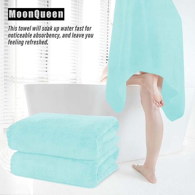 MOONQUEEN 6 Pack Premium Bath Towel Set - Quick Drying - Microfiber Coral Velvet Highly Absorbent Towels - Multipurpose Use as Bath Fitness, Bathroom, Shower, Sports, Yoga Towel (Frozen Blue)