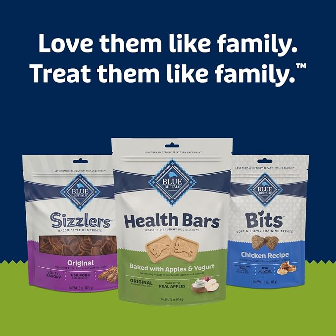 Blue Buffalo Health Bars Crunchy Dog Biscuits, Oven-Baked with Natural Ingredients, Apples & Yogurt, 16-oz Bag, (Pack of 4)