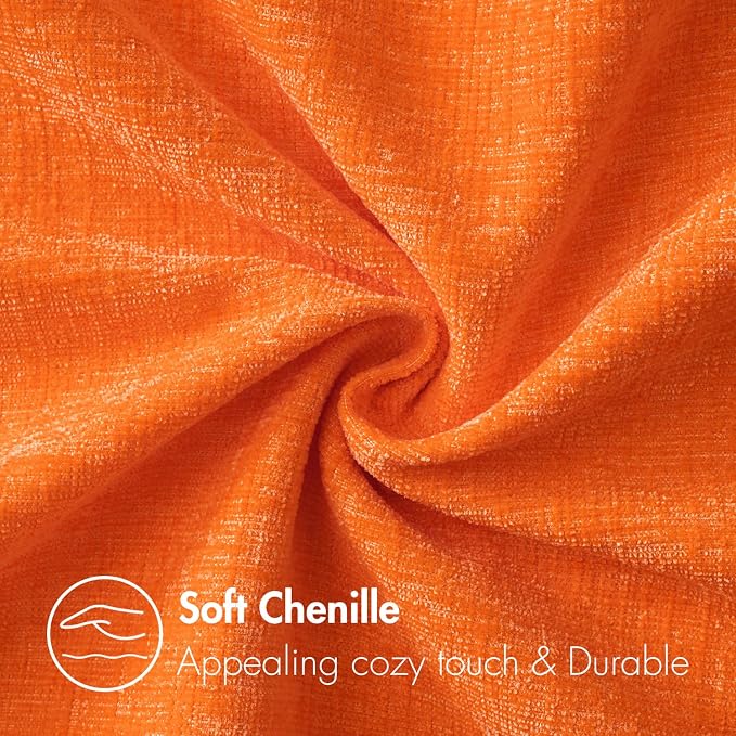 MIULEE Chenille Fall Throw Pillow Covers Bright Orange 18x18 Pack of 2 | Modern Fall Home Decor, Classic Decorative Pillows, Solid Dyed Cases, Boho Couch Cushion Covers for Sofa Bed Living Room