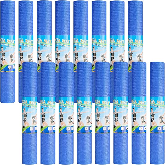 3 mm Thin Yoga Mats Bulk, Lightweight PVC Exercise Mats Non Slip Workout Fitness Pads for Yoga Pilates Stretching Classes Gym Home Studio, Easy to Clean