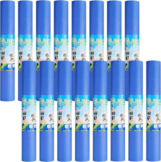 3 mm Thin Yoga Mats Bulk, Lightweight PVC Exercise Mats Non Slip Workout Fitness Pads for Yoga Pilates Stretching Classes Gym Home Studio, Easy to Clean