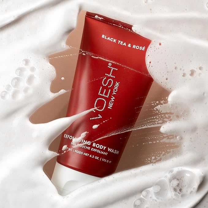 VOESH Sugar Scrub & Exfoliating Body Wash with Plant-Derived AHAs & Vegan Probiotics, K-Beauty Korean Skincare - Black Tea & Rosé