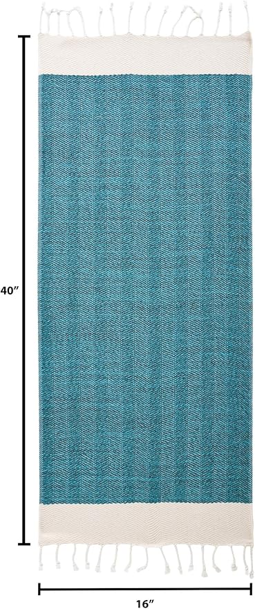 BAY LAUREL Turkish Hand Towel – Pack of 2 | Soft & Absorbent Decorative Towels for Bathroom, Hand, Face, Hair, Gym, Yoga, SPA, Kitchen & Tea | Boho Decor (Petrol, Herringbone 16x40 Inches (Set of 2)