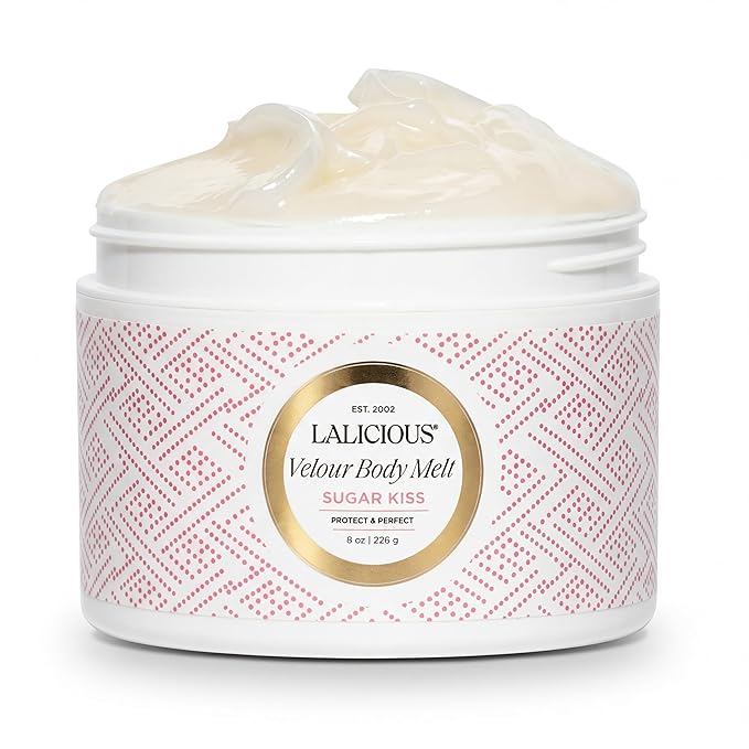 LaLicious Sugar Kiss® Velour Body Melt for Dry Skin, Fast-Absorbing Non-Greasy Moisturizer, Balm-to-Oil Hydration with Coconut & Macadamia Oil, After-Shower Care, Multi-Use Shave Balm, 8 oz