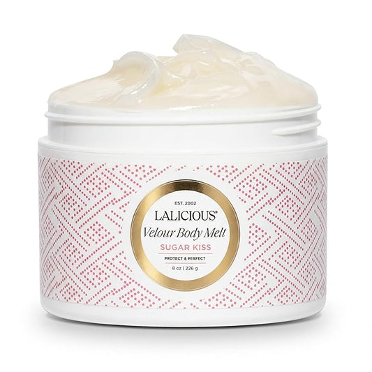 LaLicious Sugar Kiss® Velour Body Melt for Dry Skin, Fast-Absorbing Non-Greasy Moisturizer, Balm-to-Oil Hydration with Coconut & Macadamia Oil, After-Shower Care, Multi-Use Shave Balm, 8 oz