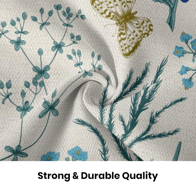 AEIOAE Spring Pillow Covers 16x16 Inch Set of 2,Blue Teal Wild Flower Plant Throw Pillows Case,Seasonal Floral Outdoor Decorative Square Linen Farmhouse Decor Cushion Covers for Home Sofa Bed Couch