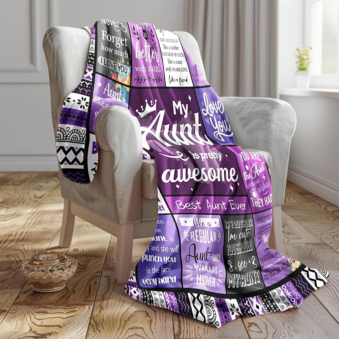 Aunt Gifts, Auntie Gift Ideas, Gifts for Aunt from Niece/Nephew, Auntie Birthday Gift, Soft Throw Blankets 60"X50"
