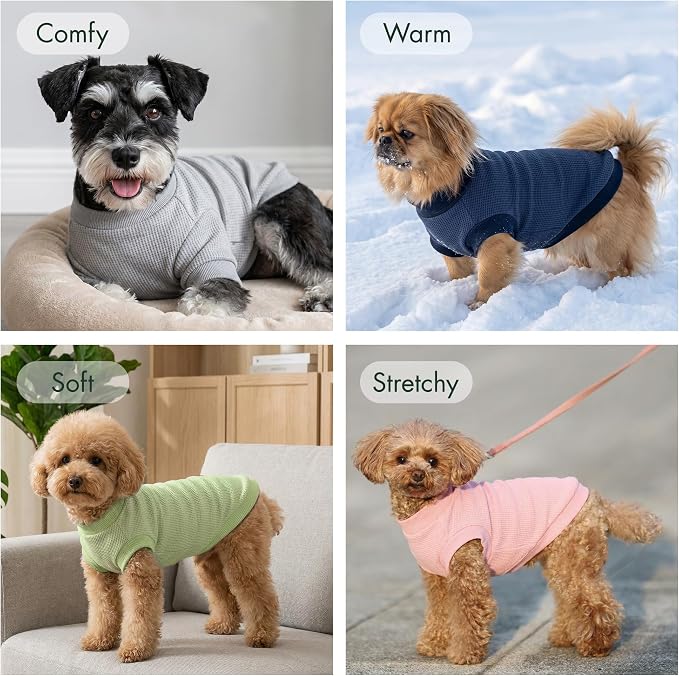 1 Pack Dog Shirt for Small Supplies Functional Waffle Dog Clothes Warm Soft Sweatshirt Outfit for Dogs Cats Pet Apparel