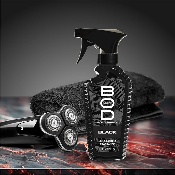 BOD man Fragrance Body Spray, Black, 8 fl oz (Pack of 2)