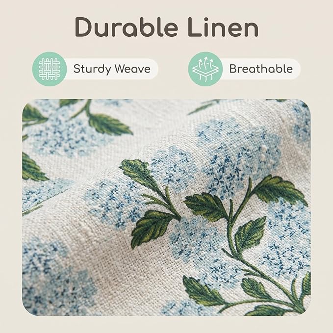 COMMINY Blue Dhalia Linen Pillow Covers 18x18 Set 6 Farmhouse Throw Cover | Decorative Flower, Breathable Linen, Standard Throw Pillow Size, Bedroom Accent Couch Sofa, Spring Summer Decor