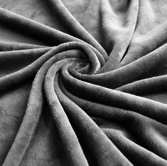 TASTHROW Large Flannel Fleece Throw Blanket, 50×70 Inch - Grey | Cozy Lightweight Thick Blanket - All Seasons Suitable for Women, Men and Kids (Two Pack)