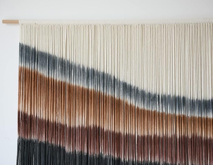 Macrame Wall Hanging Boho Wall Decor Large-Scale Tie-Dye Tapestry 57"W*35"L | Handmade Yarn Art, Fiber Wall Hanging, Large Wall Decor, Boho Style, for Living Room Bedroom Decor, Bohemian Home