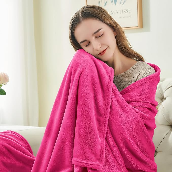 BEDELITE Fleece Blanket Soft Plush Twin Size Blanket Hot Pink 60"x80" | Ultra Soft Fleece, Plush Microfiber, Lightweight Warmth, All Season Comfort, Fade Resistant, Machine Washable, Couch Sofa Bed