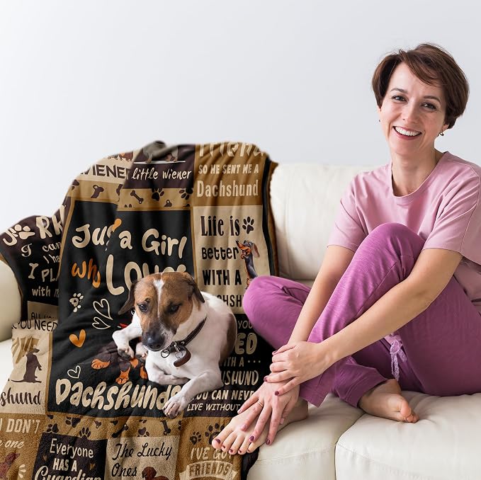 Dachshund Gifts for Women, Wiener Dog Gifts Blanket 50"x60" | Dachshund Decor/Blanket/Accessories/Stuff, Weenie Dog Gifts, Weiner Dog Stuff/Blanket/Merch for Dachshund Lovers, Doxie Gifts