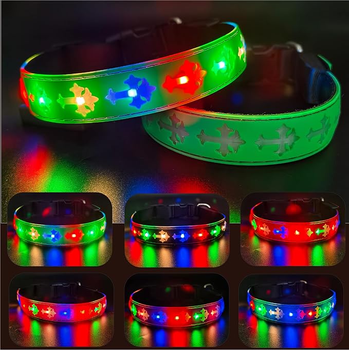 Light Up Glow Dog Collar with Chinese Style AirTag Holder